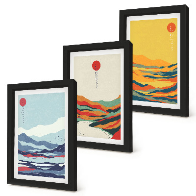 Photo frame wall Colorful abstract mountain and river landscapes