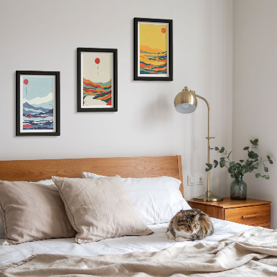 Photo frame wall Colorful abstract mountain and river landscapes