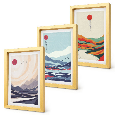 Photo frame wall Japanese abstract mountain landscapes