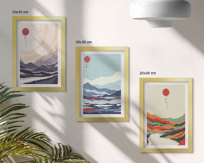 Photo frame wall Japanese abstract mountain landscapes
