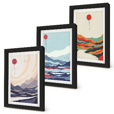 Photo frame wall Japanese abstract mountain landscapes