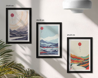 Photo frame wall Japanese abstract mountain landscapes