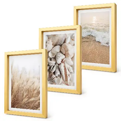Photo frame wall coastal decor with shells and sea waves