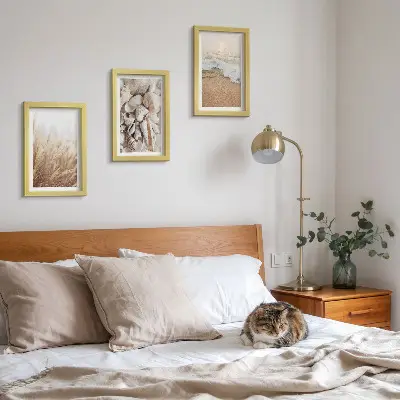 Photo frame wall coastal decor with shells and sea waves