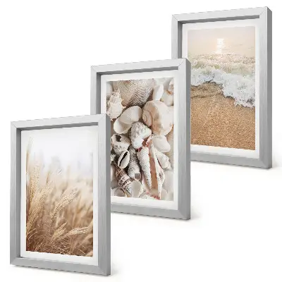 Photo frame wall coastal decor with shells and sea waves