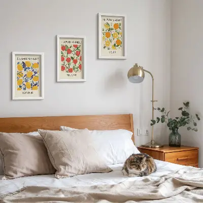 Floral triptych framed posters of London, Milan and Paris