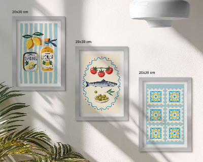 3-piece wall art set Mediterranean-style kitchen illustrations