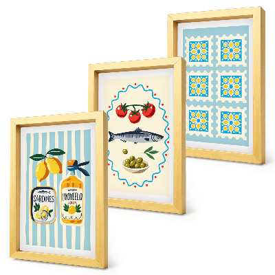 3-piece wall art set Mediterranean-style kitchen illustrations