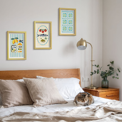 3-piece wall art set Mediterranean-style kitchen illustrations
