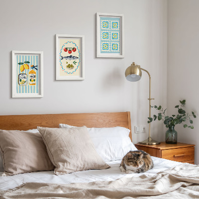 3-piece wall art set Mediterranean-style kitchen illustrations