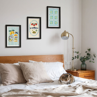 3-piece wall art set Mediterranean-style kitchen illustrations