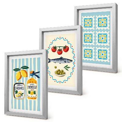3-piece wall art set Mediterranean-style kitchen illustrations