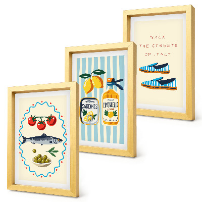 Photo frame wall Italian flavors and lifestyle in colorful images