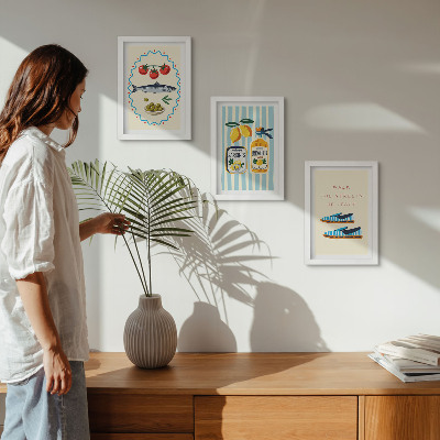 Photo frame wall Italian flavors and lifestyle in colorful images
