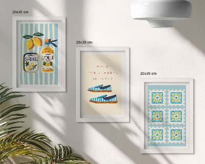 Framed triptych Fruit patterns and elements of Italian culture