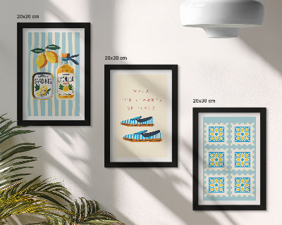 Framed triptych Fruit patterns and elements of Italian culture