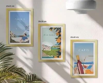 3-Piece Wall Art Set featuring holiday views of Amalfi, Positano, and Capri
