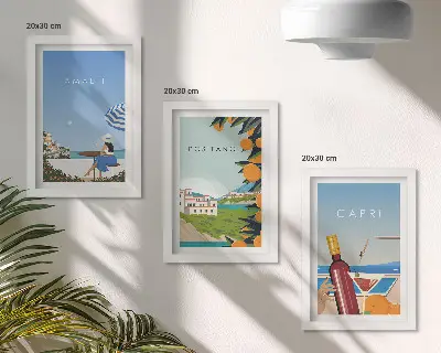 3-Piece Wall Art Set featuring holiday views of Amalfi, Positano, and Capri