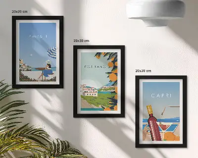 3-Piece Wall Art Set featuring holiday views of Amalfi, Positano, and Capri