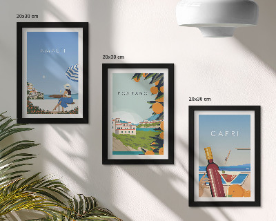 3-piece wall art set Holiday views of Amalfi, Positano and Capri