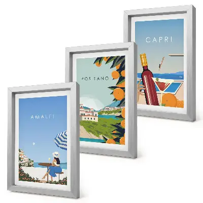 3-Piece Wall Art Set featuring holiday views of Amalfi, Positano, and Capri