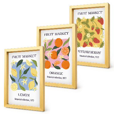 Photo frame wall Fruit posters with lemons, oranges and strawberries
