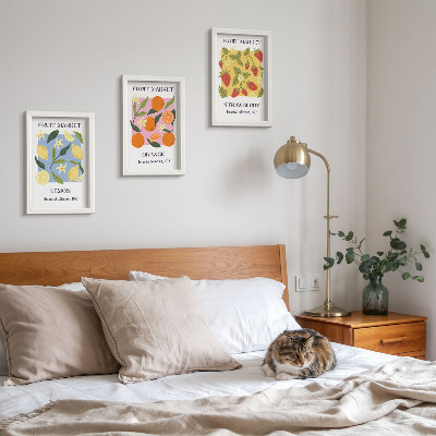 Photo frame wall Fruit posters with lemons, oranges and strawberries