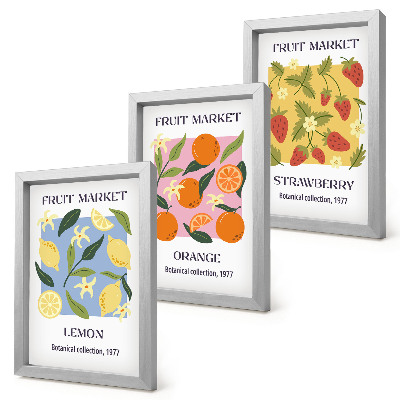Photo frame wall Fruit posters with lemons, oranges and strawberries