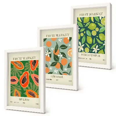 3-piece wall art set vintage fruit patterns posters