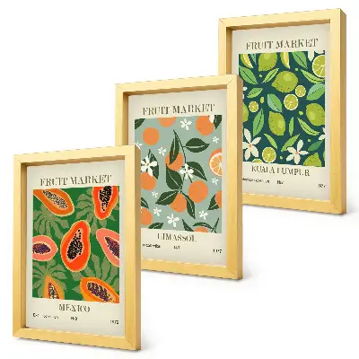 3-piece wall art set vintage fruit patterns posters