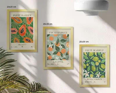 3-piece wall art set vintage fruit patterns posters
