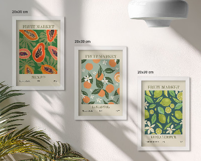3-piece wall art set Fruit patterns vintage posters