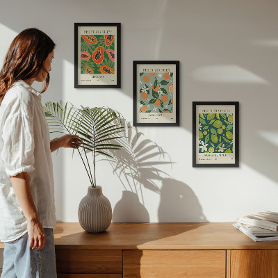 3-piece wall art set Fruit patterns vintage posters