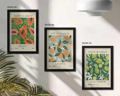 3-piece wall art set vintage fruit patterns posters