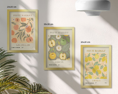 Photo frame wall Fruit poster patterns in retro style