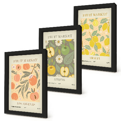 Photo frame wall Fruit poster patterns in retro style