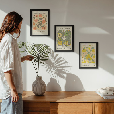 Photo frame wall Fruit poster patterns in retro style
