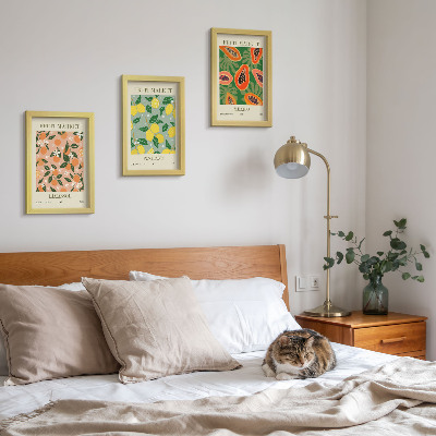 3-piece wall art set Citrus and tropical fruits in a retro style