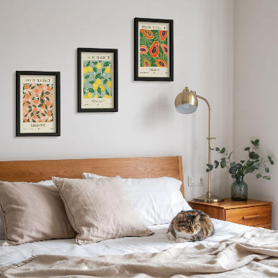 3-piece wall art set Citrus and tropical fruits in a retro style