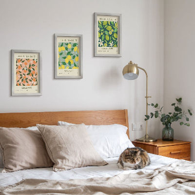 Photo frame wall Fruity patterns with citrus fruits and vintage flowers