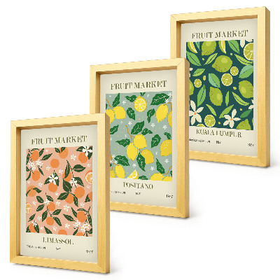 Photo frame wall Fruity patterns with citrus fruits and vintage flowers