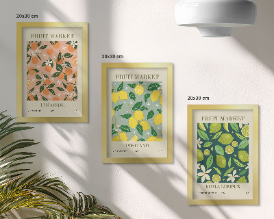 Photo frame wall Fruity patterns with citrus fruits and vintage flowers