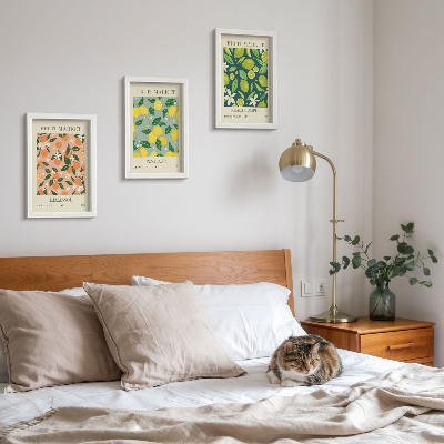 Photo frame wall Fruity patterns with citrus fruits and vintage flowers
