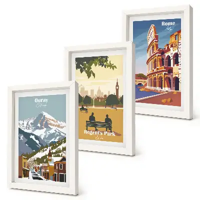Photo frame wall The mountains in Ouray Park in London The Colosseum in Rome