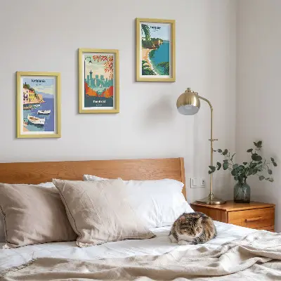 Framed triptych Cityscapes and landscapes from Greece, Canada and Australia