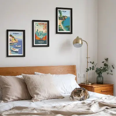 Framed triptych Cityscapes and landscapes from Greece, Canada and Australia