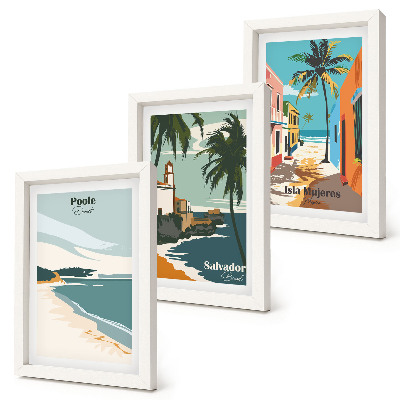 3-piece wall art set Tropical landscapes with beaches and palm trees