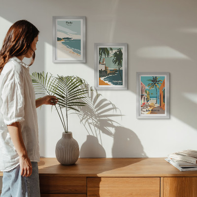 3-piece wall art set Tropical landscapes with beaches and palm trees