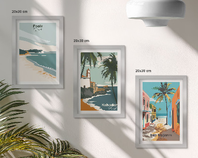 3-piece wall art set Tropical landscapes with beaches and palm trees