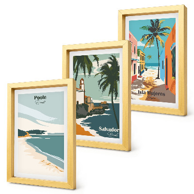 3-piece wall art set Tropical landscapes with beaches and palm trees